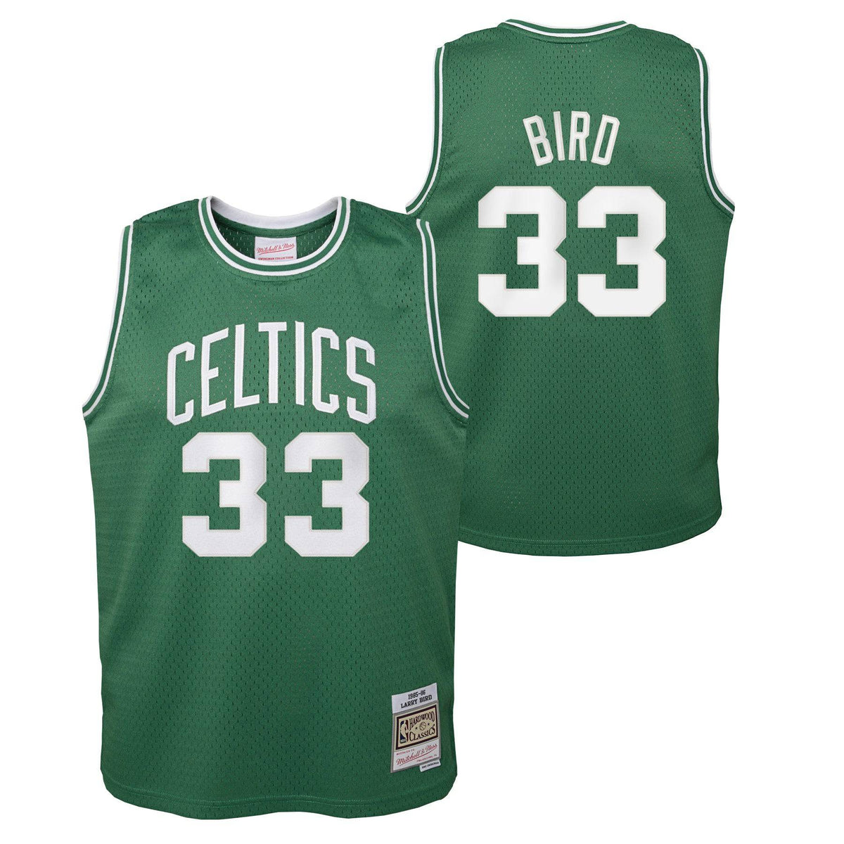 Youth Boston Celtics Larry Bird Mitchell & Ness Kelly Green 1985-86 Hardwood Classics Swingman Jersey product image 1,