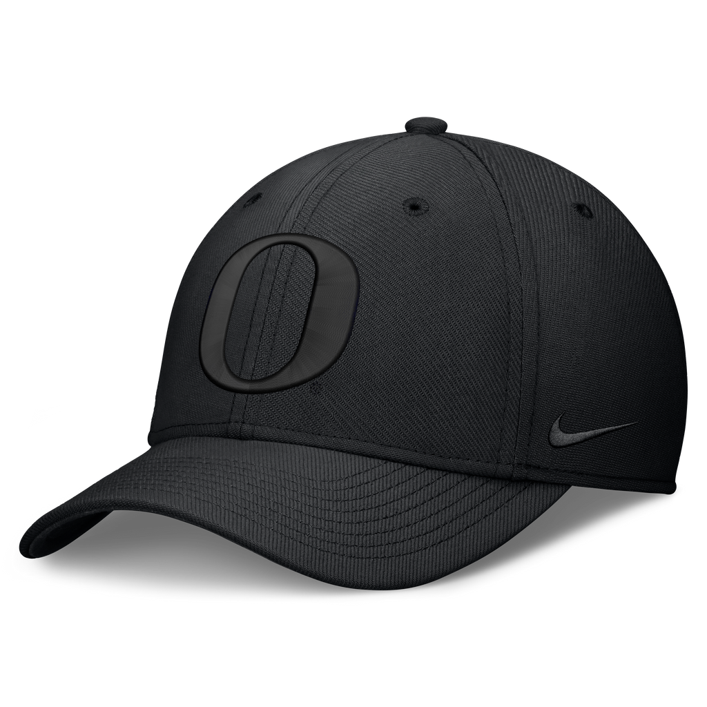 Oregon Ducks Nike Rise Tonal Black Flex-Fit Hat product image 1, provided for visual reference and product detail review