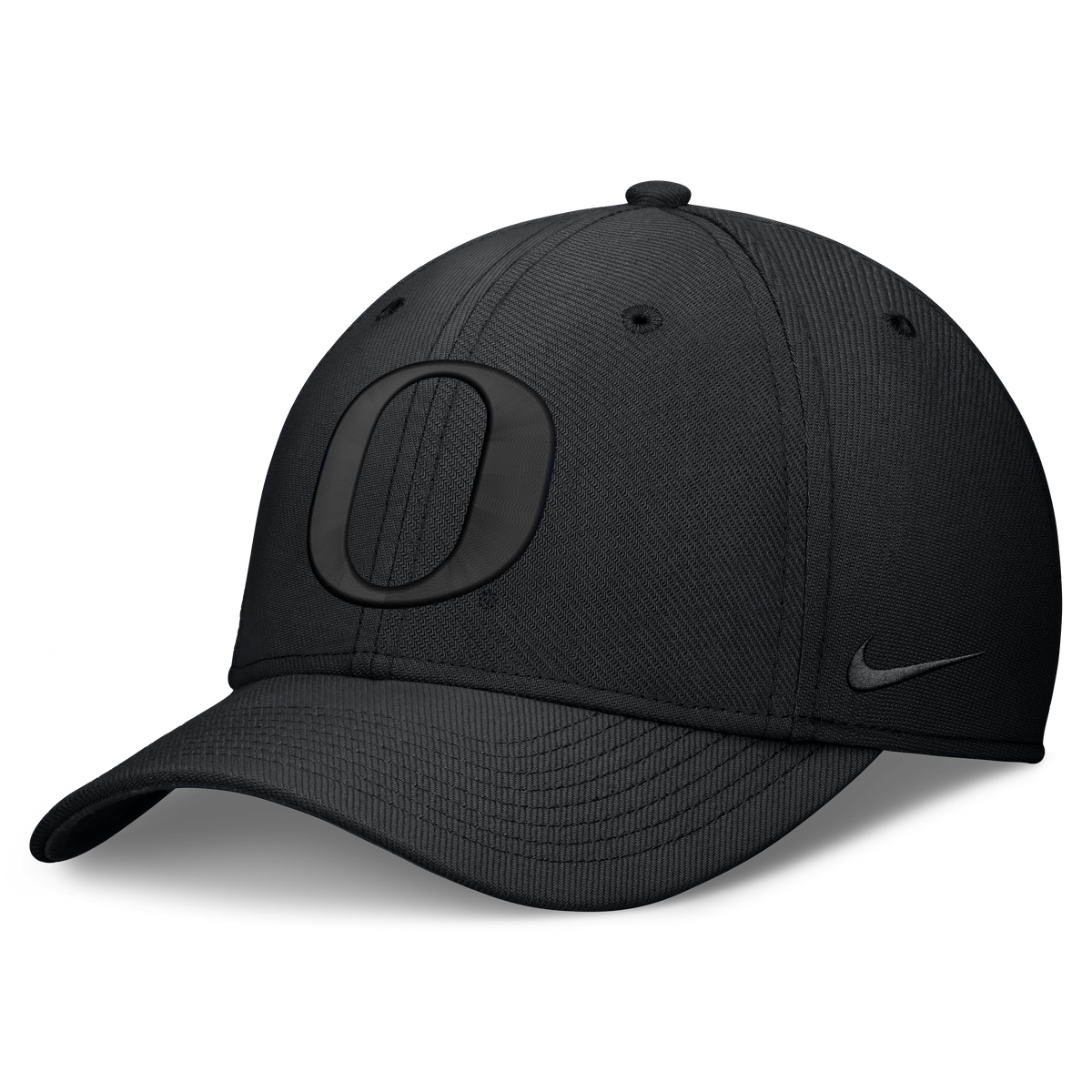 Oregon Ducks Nike Rise Tonal Black Flex-Fit Hat product image 1, provided for visual reference and product detail review
