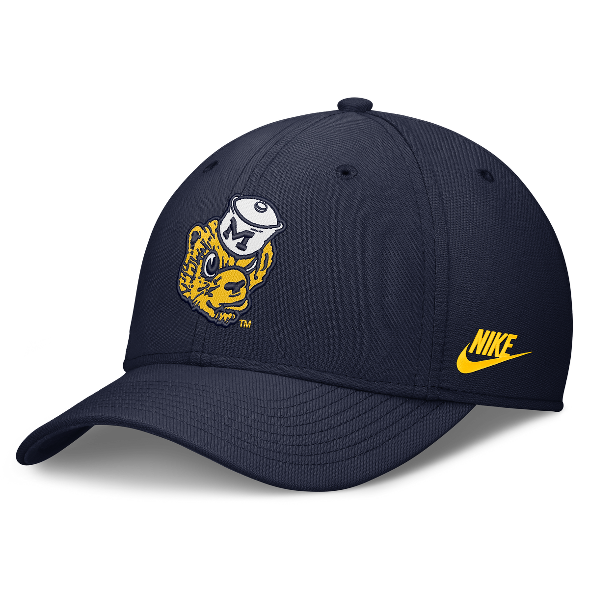 Michigan Wolverines Nike Brand Rise Retro Logo Flex Hat-Navy product image 1, provided for visual reference and product