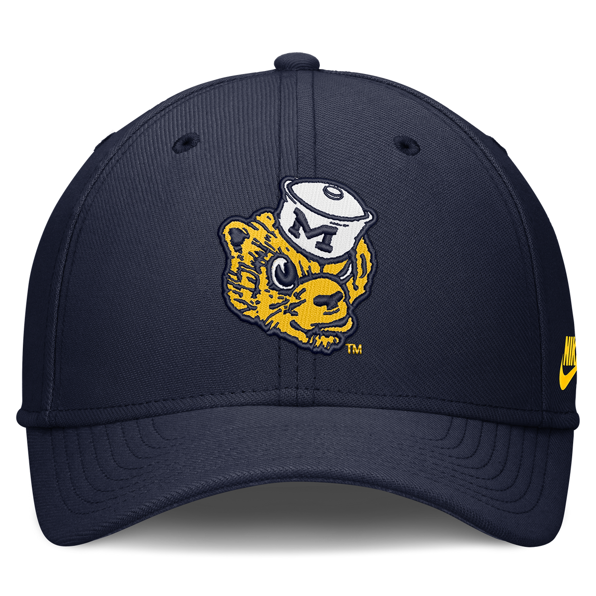 Michigan Wolverines Nike Brand Rise Retro Logo Flex Hat-Navy product image 2, provided for visual reference and product