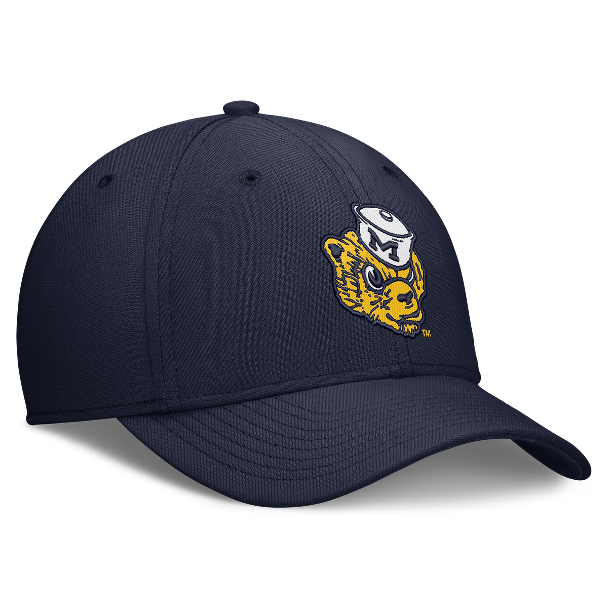 Michigan Wolverines Nike Brand Rise Retro Logo Flex Hat-Navy product image 3, provided for visual reference and product