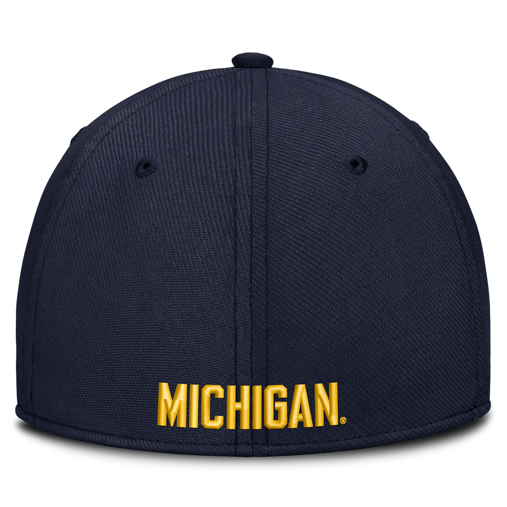 Michigan Wolverines Nike Brand Rise Retro Logo Flex Hat-Navy product image 4, provided for visual reference and product