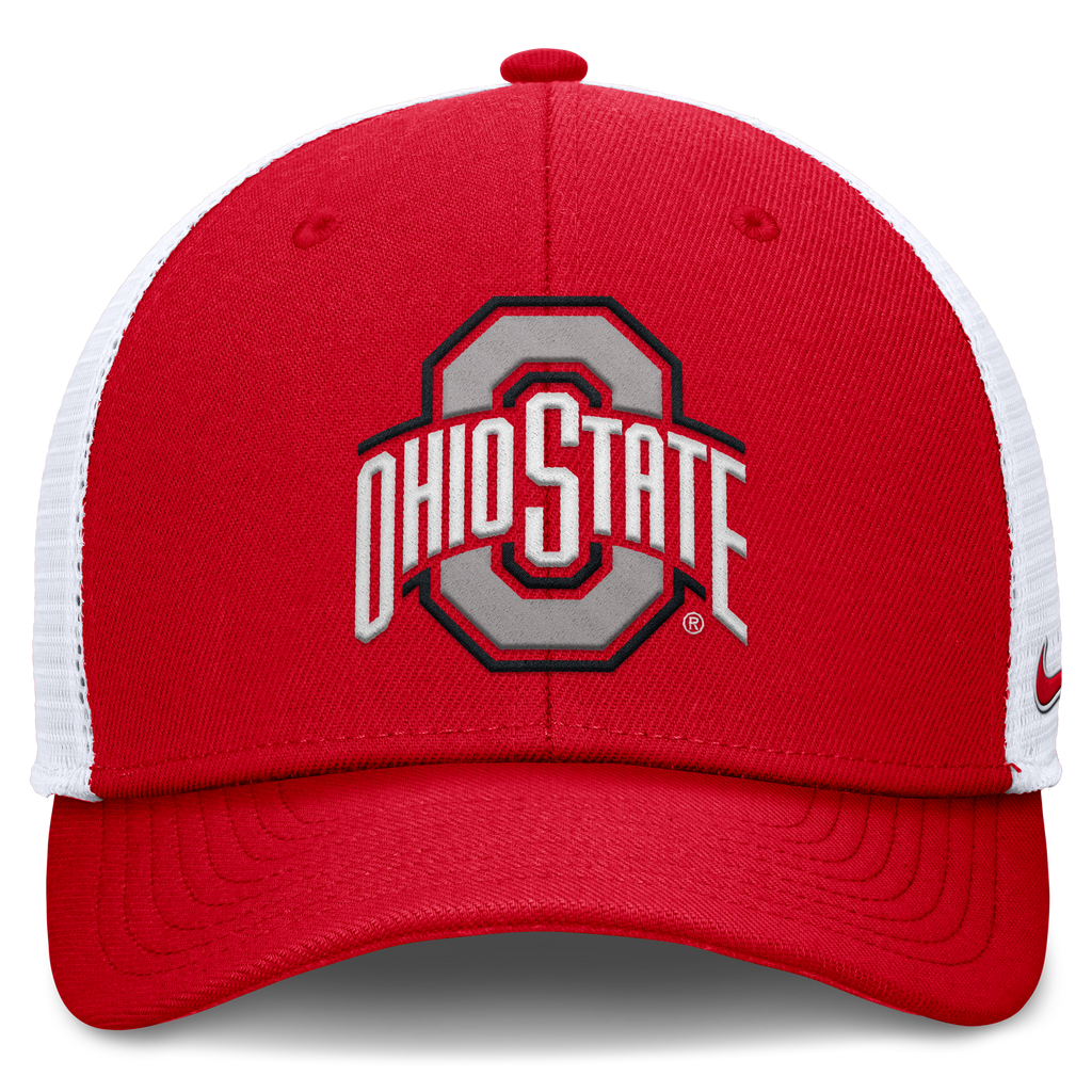 Ohio State Buckeyes Nike Club Red Adjustable Snapback Trucker Hat product image 2, provided for visual reference and product