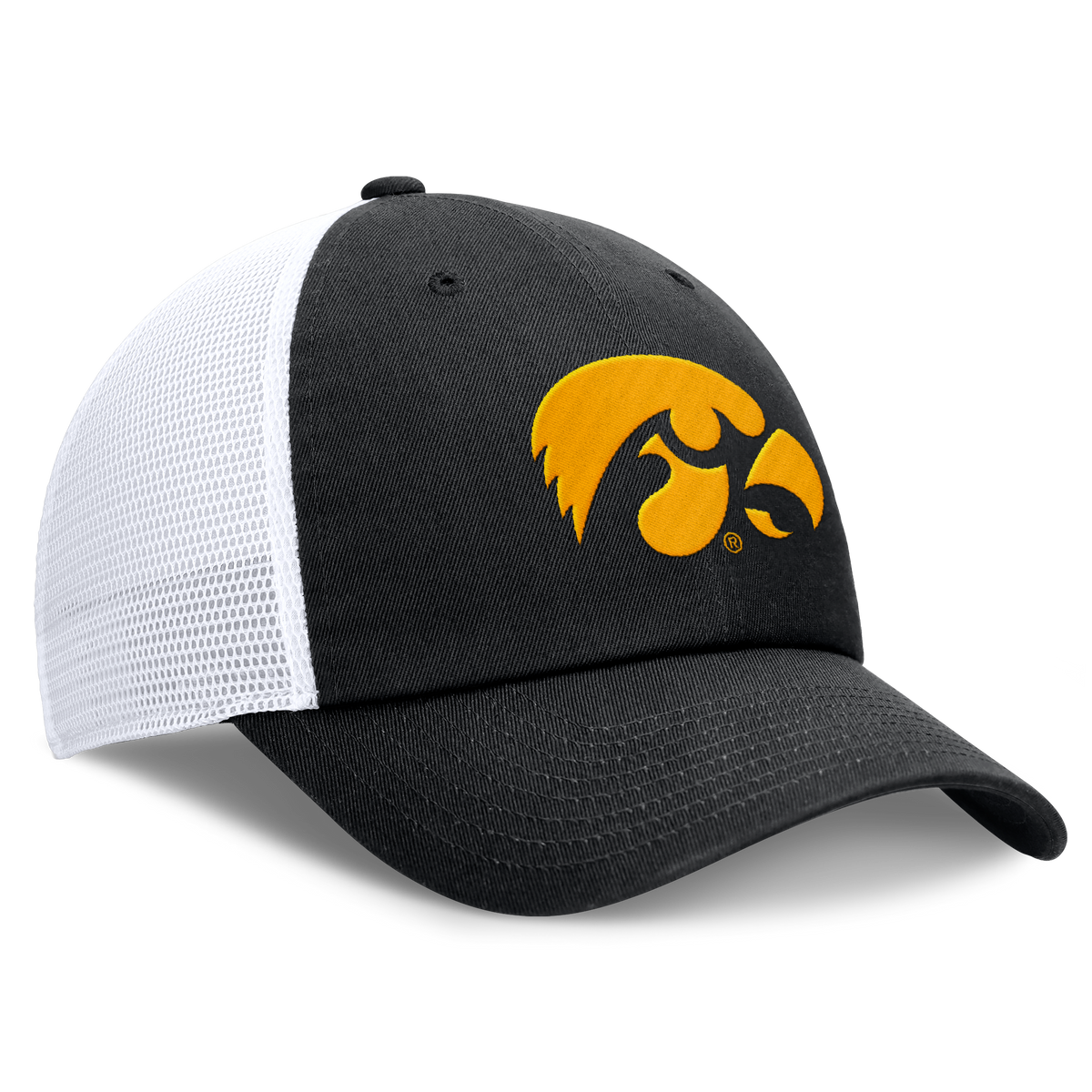 Iowa Hawkeyes Nike Black Club Unstructured Adjustable Trucker Hat product image 3, provided for visual reference and product