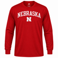 NCAA adidas Nebraska Cornhuskers Big Game Day Long Sleeve T-Shirt - Scarlet product image 1, provided for visual reference