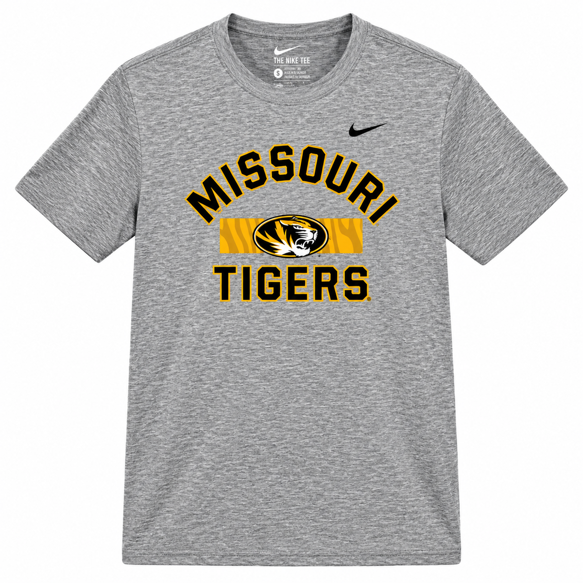 Nike Men Missouri Tigers Team Logo Stripe Cotton Short-Sleeve T-Shirt product image 1, provided for visual reference and