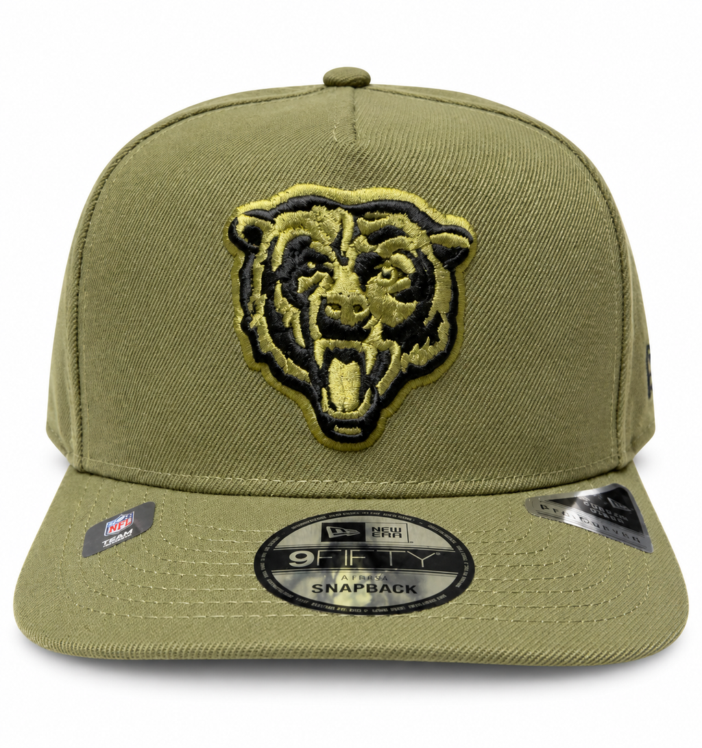 Chicago Bears New Era Olive Green Primary Logo A-Frame 9FIFTY Snapback Hat for Men product image 2, provided for visual