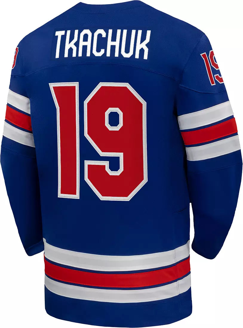 Team USA Hockey Nike Matthew Tkachuk #19 Blue Replica Jersey for Men product image 2, provided for visual reference and