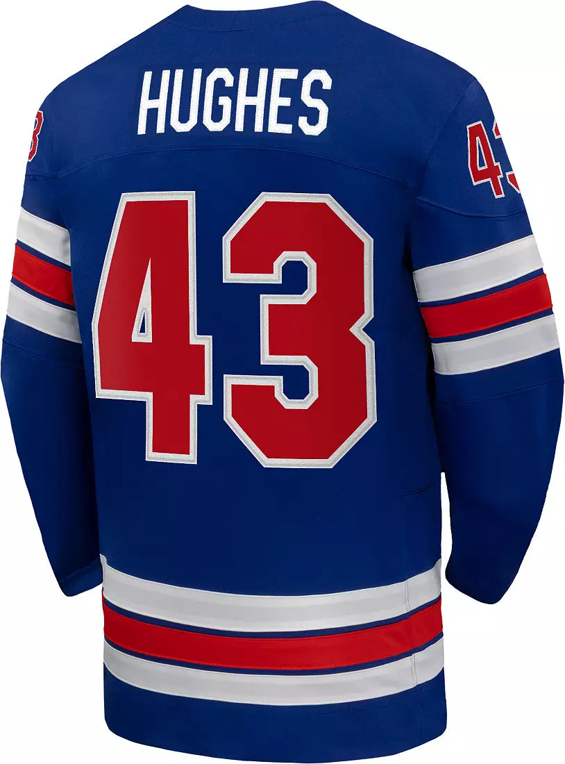 Team USA Hockey Nike Quinn Hughes #43 Blue Replica Jersey for Men product image 2, provided for visual reference and product