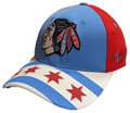 Mens NHL Chicago Blackhawks City Flag Blue/Red Zephyr Flex Hat product image 1, provided for visual reference and product