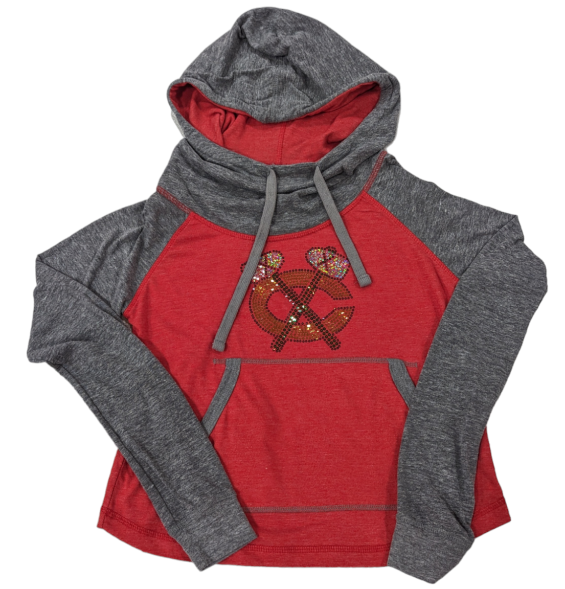 Chicago Blackhawks NHL Soft As A Grape Red/Gray Color Blocked Pullover Hoodie for Women product image 1, provided for visual