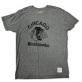 Chicago Blackhawks Old English Gray Textured Tri Blend T-Shirt for Men product image 1, provided for visual reference and