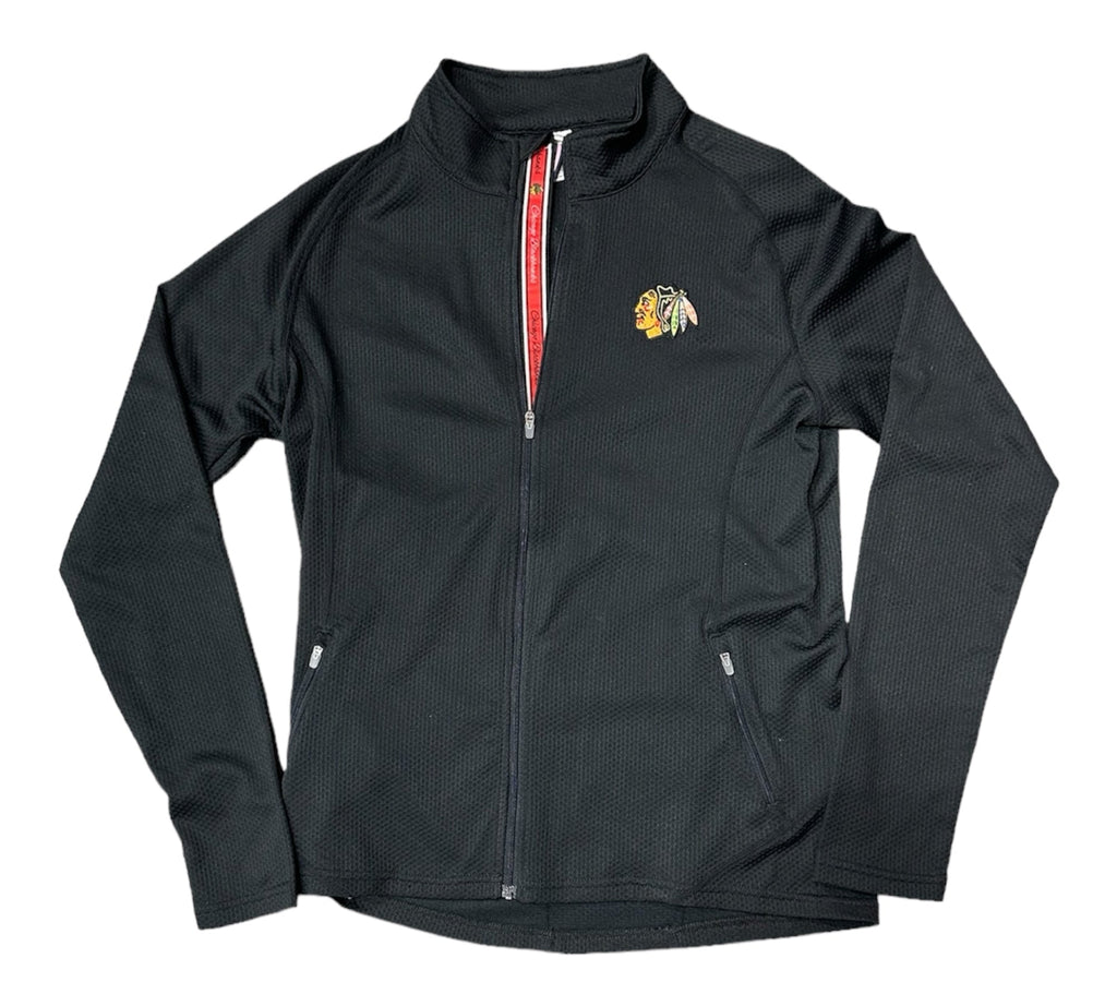 Chicago Blackhawks Full Zip Black Progression Team Script Crew Jacket for Women product image 1, provided for visual
