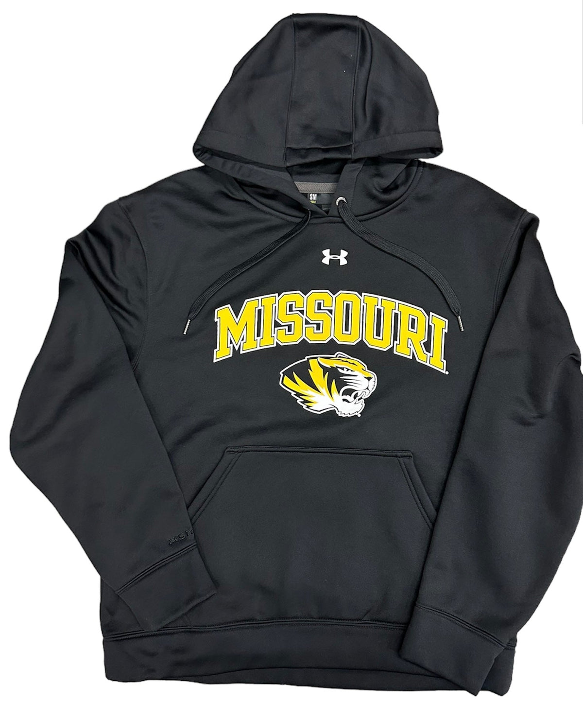 Missouri Tigers Under Armour Armourfleece 2.0 Black Hoodie for Men product image 1, provided for visual reference and
