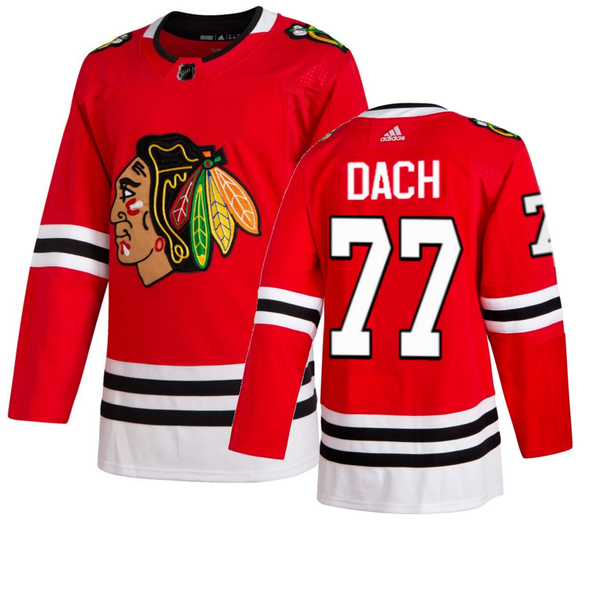 Kirby Dach Chicago Blackhawks Home Red Adidas Authentic Jersey for Men product image 1, provided for visual reference and
