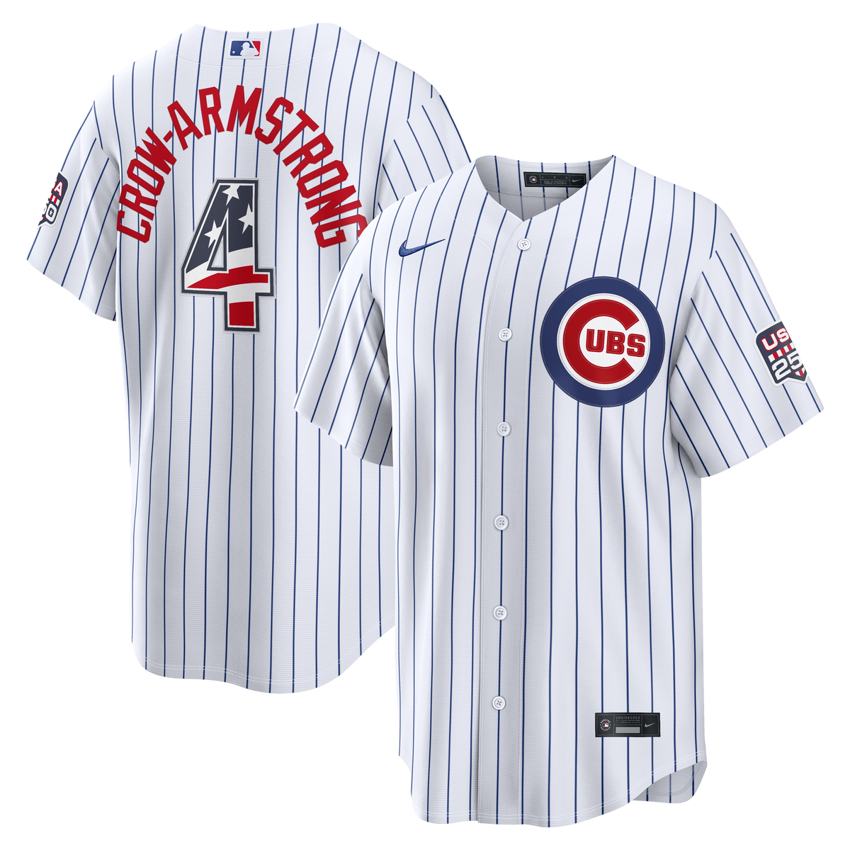 NIKE Men Chicago Cubs Pete Crow-Armstrong 4th of July Home 250th Replica Jersey product image 1, provided for visual