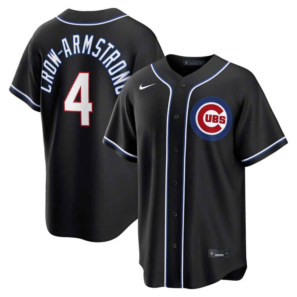 Chicago Cubs Pete Crow-Armstrong Nike Black Carbon Replica Jersey for Men product image 1, provided for visual reference and