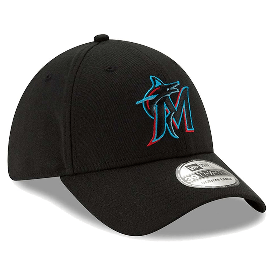Miami Marlins New Era Black Team Classic 39THIRTY Flex Hat for Men product image 3, provided for visual reference and