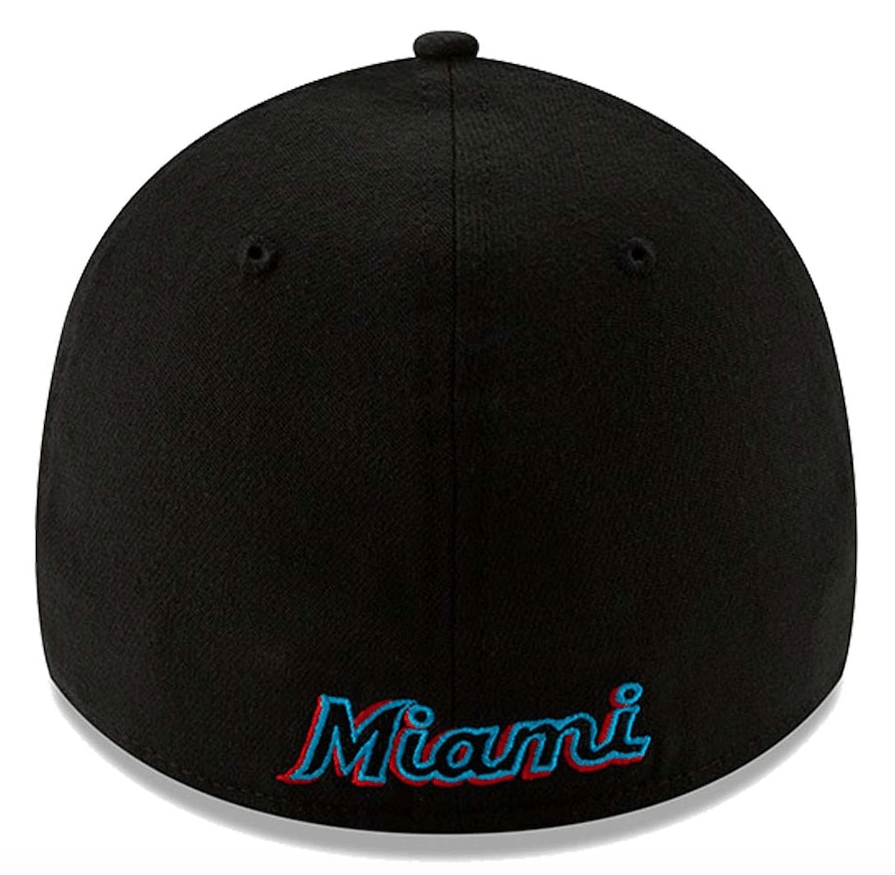 Miami Marlins New Era Black Team Classic 39THIRTY Flex Hat for Men product image 4, provided for visual reference and