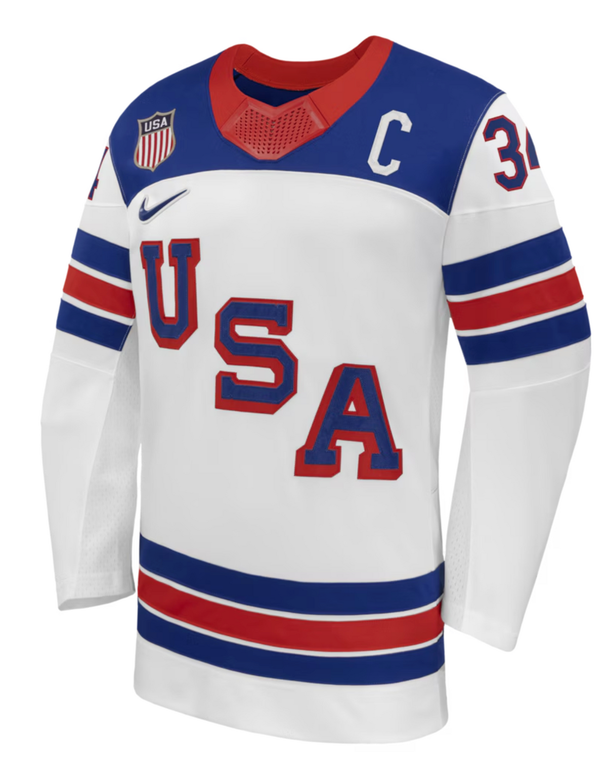 Team USA Hockey Nike Auston Matthews #34 White Replica Jersey for Men product image 3, provided for visual reference and