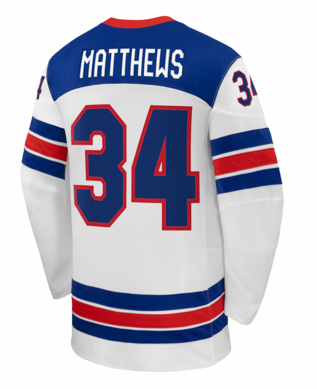 Team USA Hockey Nike Auston Matthews #34 White Replica Jersey for Men product image 2, provided for visual reference and