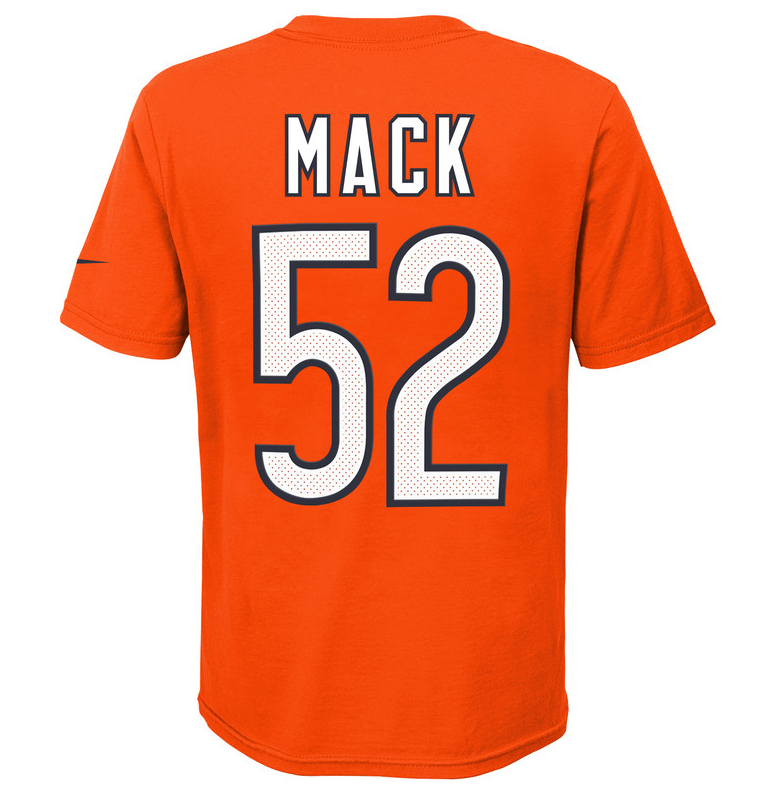 Youth Chicago Bears Khalil Mack Nike Orange Player Game Team Name & Number T-Shirt product image 3, provided for visual