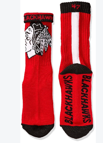 Chicago Blackhawks Men Bolt Sport Casual Dress Crew Socks product image 2, provided for visual reference and product detail