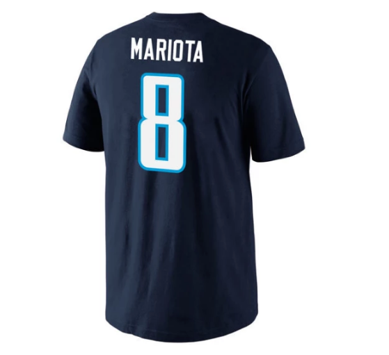 Youth Tennessee Titans Marcus Mariota Navy Nike Player Name & Number T-Shirt product image 3, provided for visual reference