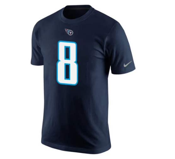 Youth Tennessee Titans Marcus Mariota Navy Nike Player Name & Number T-Shirt product image 2, provided for visual reference