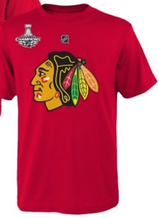 Chicago Blackhawks Marian Hossa Red Reebok 2015 Stanley Cup Champions Name & Number T-Shirt for Men product image 2,