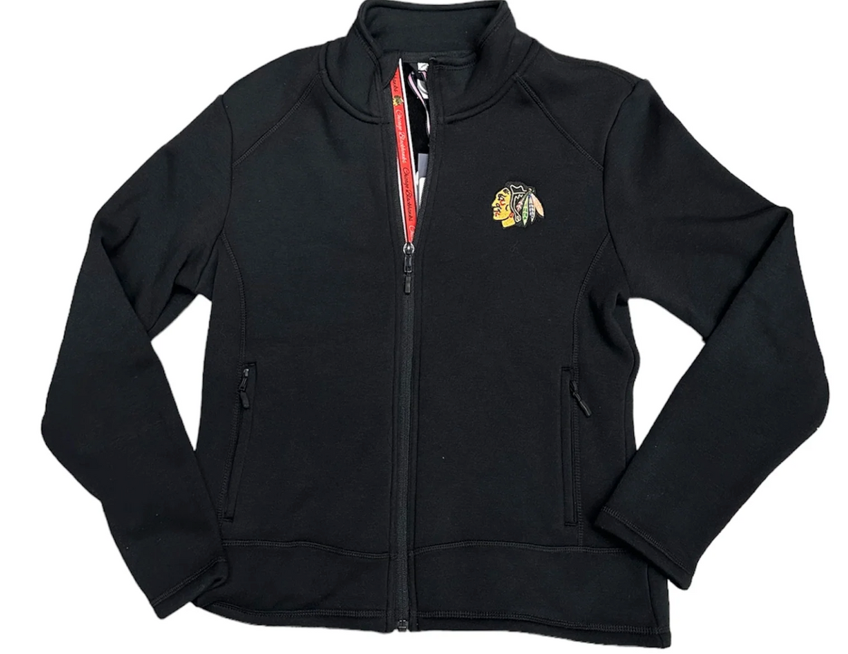 Chicago Blackhawks Tranquil Deception Bar Stripe Black Full Zip Jacket for Women product image 1, provided for visual