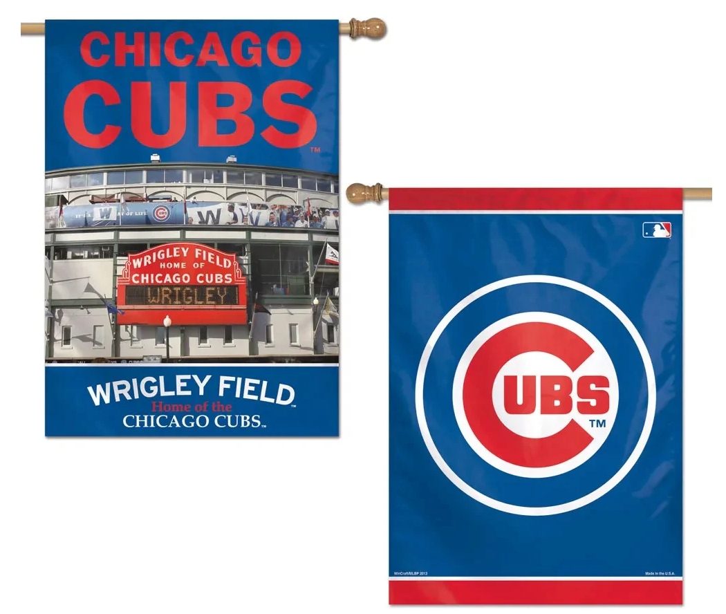 Chicago Cubs Vertical House Flag 2-Sided 28x40 Stadium product image 1, provided for visual reference and product detail
