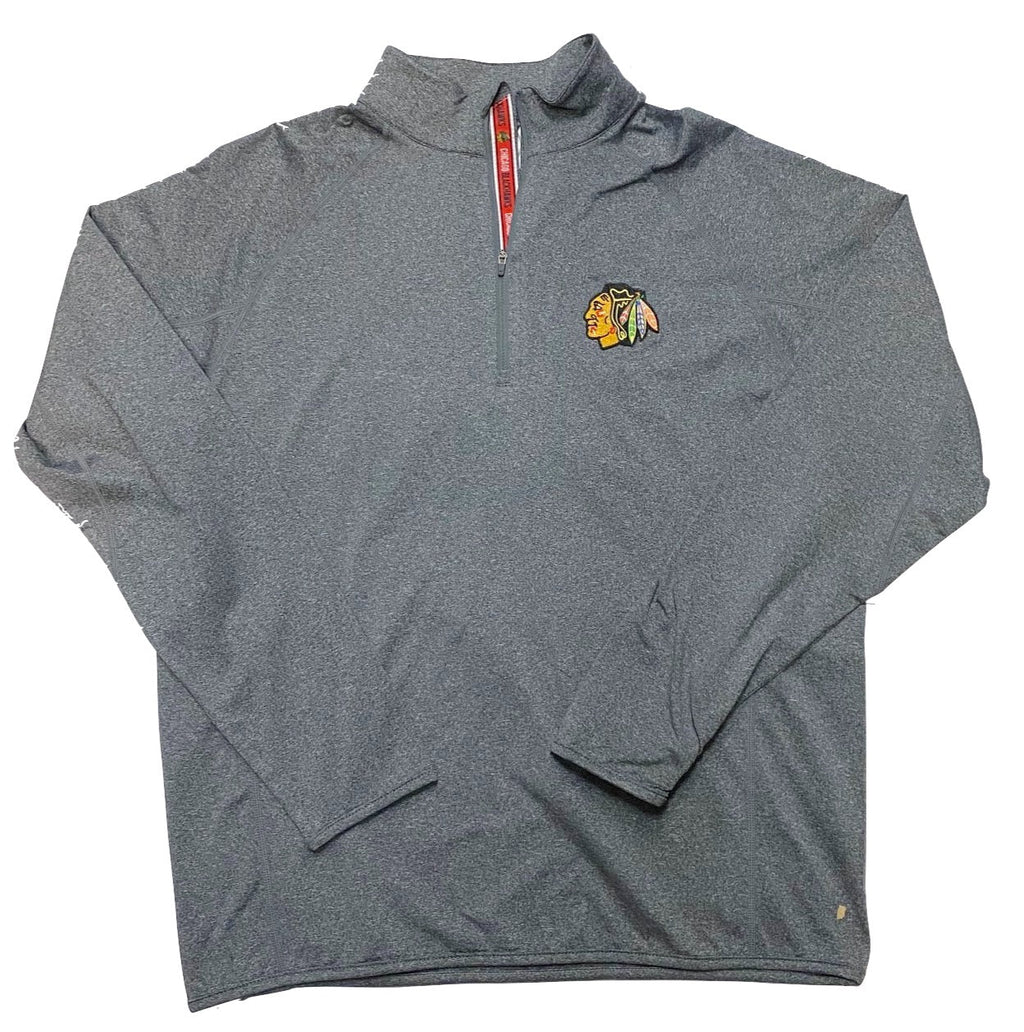 Chicago Blackhawks Gray Metro Team Text 1/4 Track Jacket By Levelwear for Men product image 1, provided for visual reference