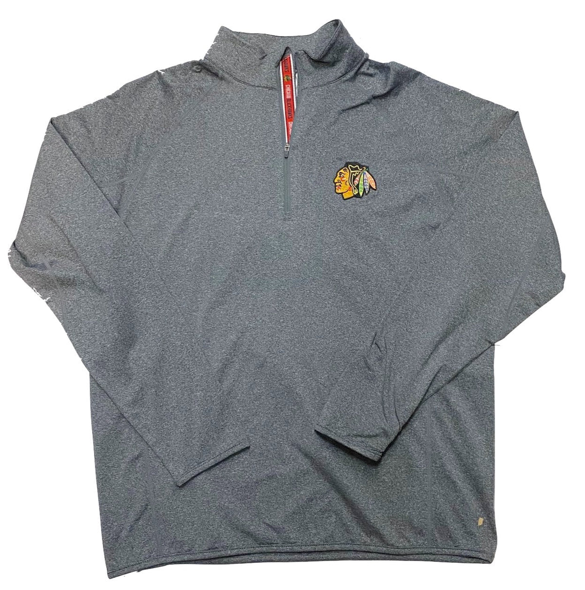 Chicago Blackhawks Gray Metro Team Text 1/4 Track Jacket By Levelwear for Men product image 1, provided for visual reference