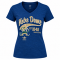 Notre Dame Adidas Ladies Navy Fearless V-Neck T-Shirt product image 1, provided for visual reference and product detail