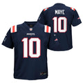 Preschool Drake Maye New England Patriots Navy Child Nike Game Jersey product image 1, provided for visual reference and