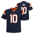 Kids Denver Broncos Bo Nix Nike Navy Game Child Team Jersey product image 1, provided for visual reference and product