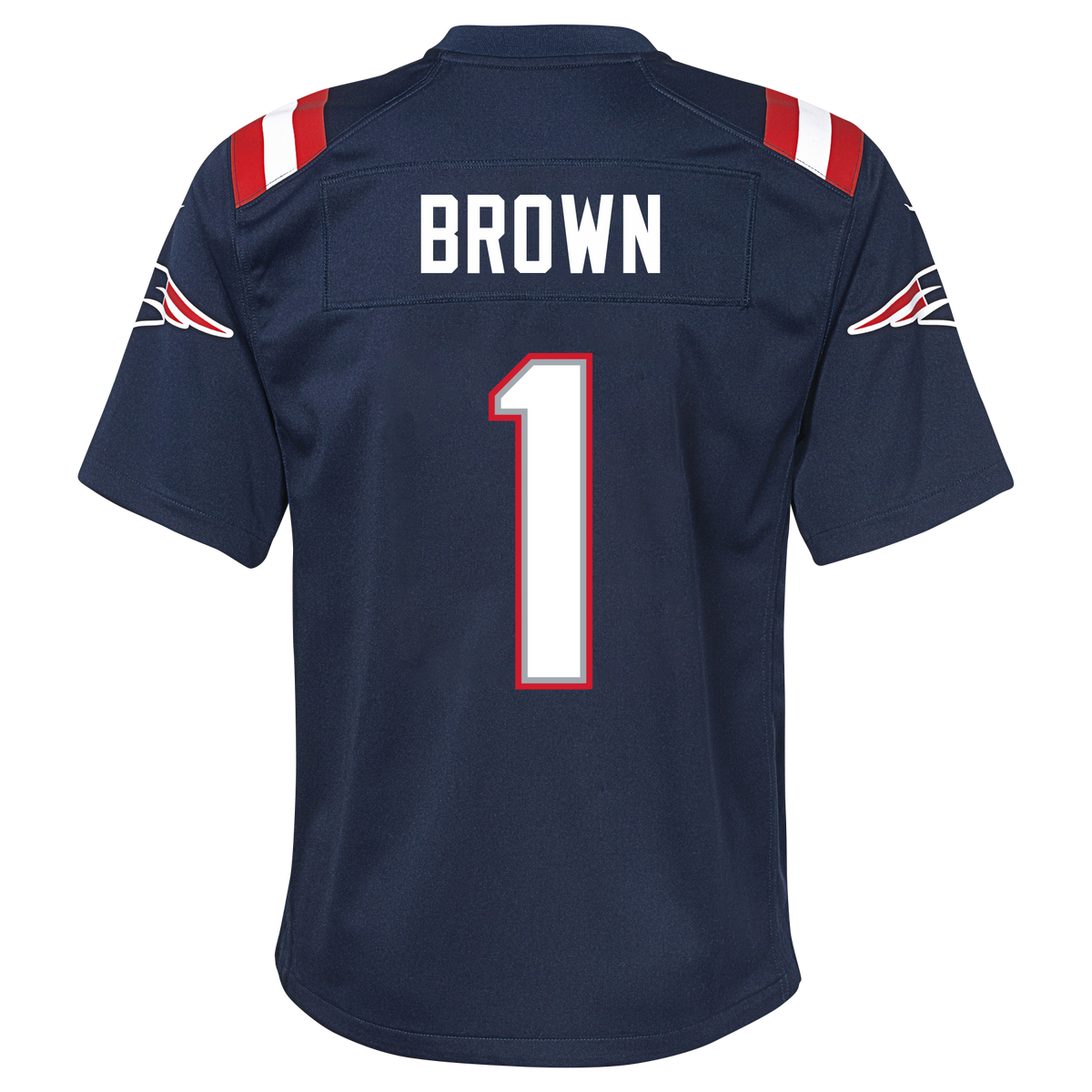 Youth AJ Brown New England Patriots Nike Navy Game Jersey product image 2, provided for visual reference and product detail