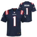 Youth AJ Brown New England Patriots Nike Navy Game Jersey product image 1, provided for visual reference and product detail