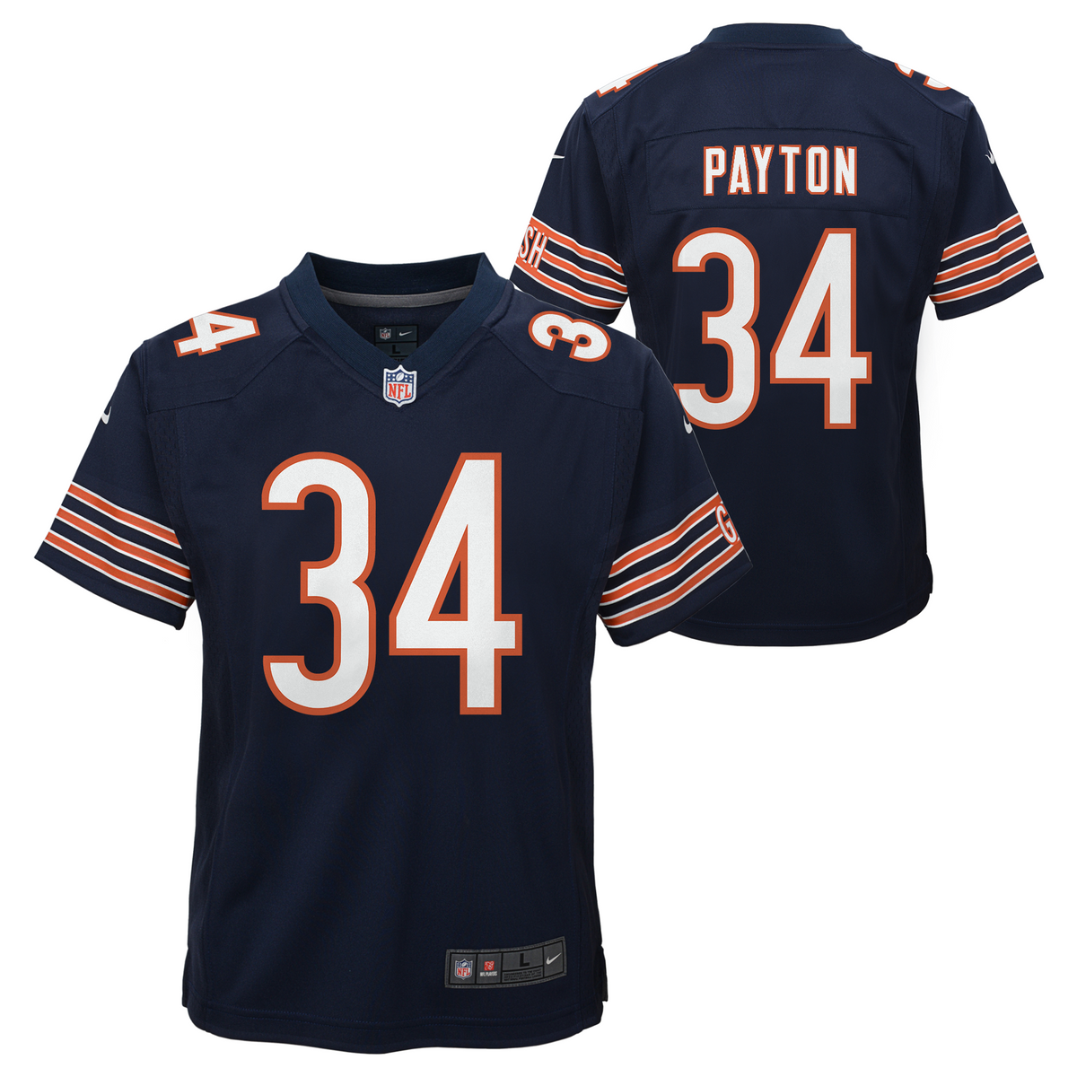 Youth Chicago Bears Walter Payton Nike Navy Game Jersey product image 1, provided for visual reference and product detail