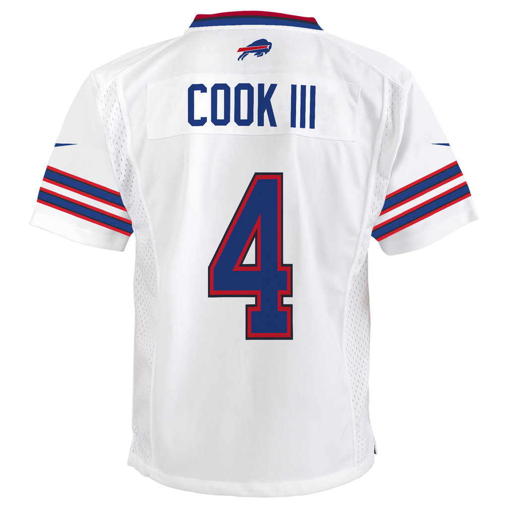 Youth Buffalo Bills James Cook Nike White Game Jersey product image 3, provided for visual reference and product detail
