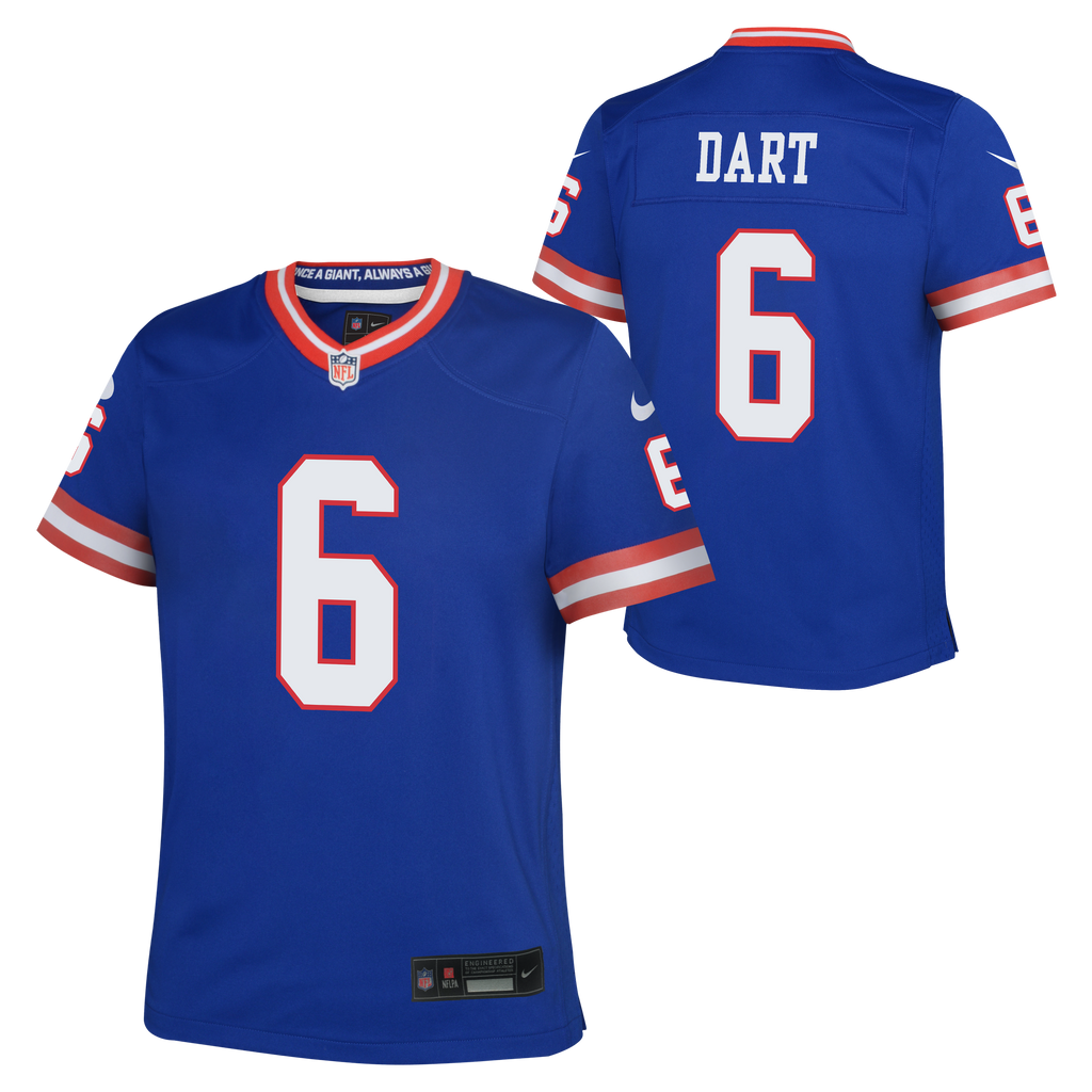 Youth Jaxon Dart New York Giants Alternate Red/Blue Nike Game Jersey product image 1, provided for visual reference and