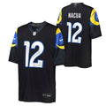 Youth Los Angeles Rams Puka Nacua #12 Black Rivalries Collection Nike Game Jersey product image 1, provided for visual