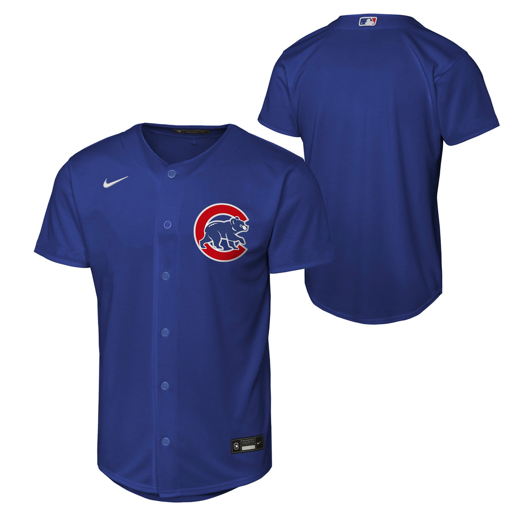 Youth Chicago Cubs Royal Blue Baseline Blank Nike Replica Jersey product image 1, provided for visual reference and product
