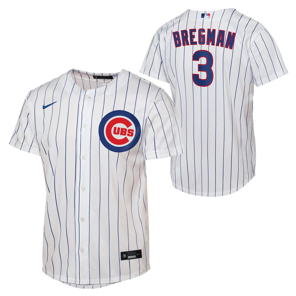 Youth Chicago Cubs Alex Bregman White Home Baseline Replica Jersey product image 1, provided for visual reference and