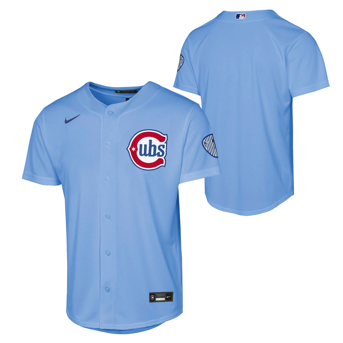 Youth Chicago Cubs Baby Blue Blues Alternate 2 Nike Home Run Replica Jersey product image 1, provided for visual reference