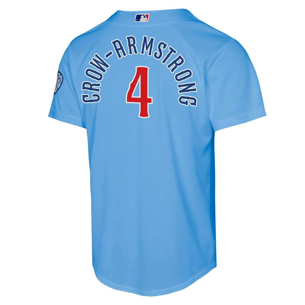 NIKE Youth Chicago Cubs Pete Crow-Armstrong Light Blue Alt. 2 Stadium Replica Jersey product image 3, provided for visual