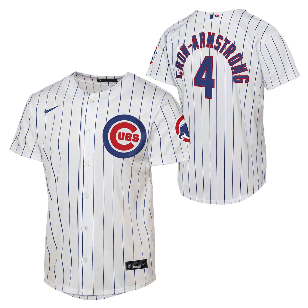 NIKE Youth Chicago Cubs Pete Crow-Armstrong Home White Stadium Replica Jersey product image 1, provided for visual reference