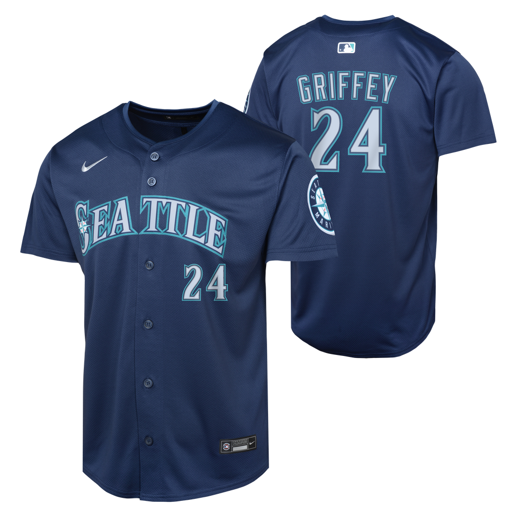 Youth Ken Griffey Jr. Seattle Mariners NIKE Navy Limited Replica Jersey product image 1, provided for visual reference and